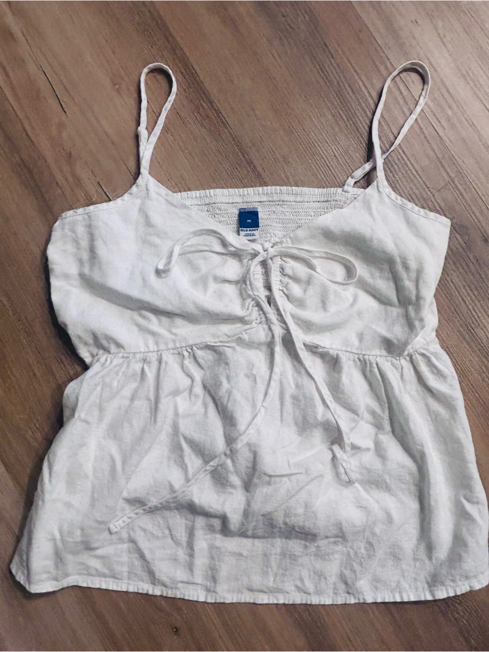 Old Navy White Linen-Blend Tie-Front Camisole
